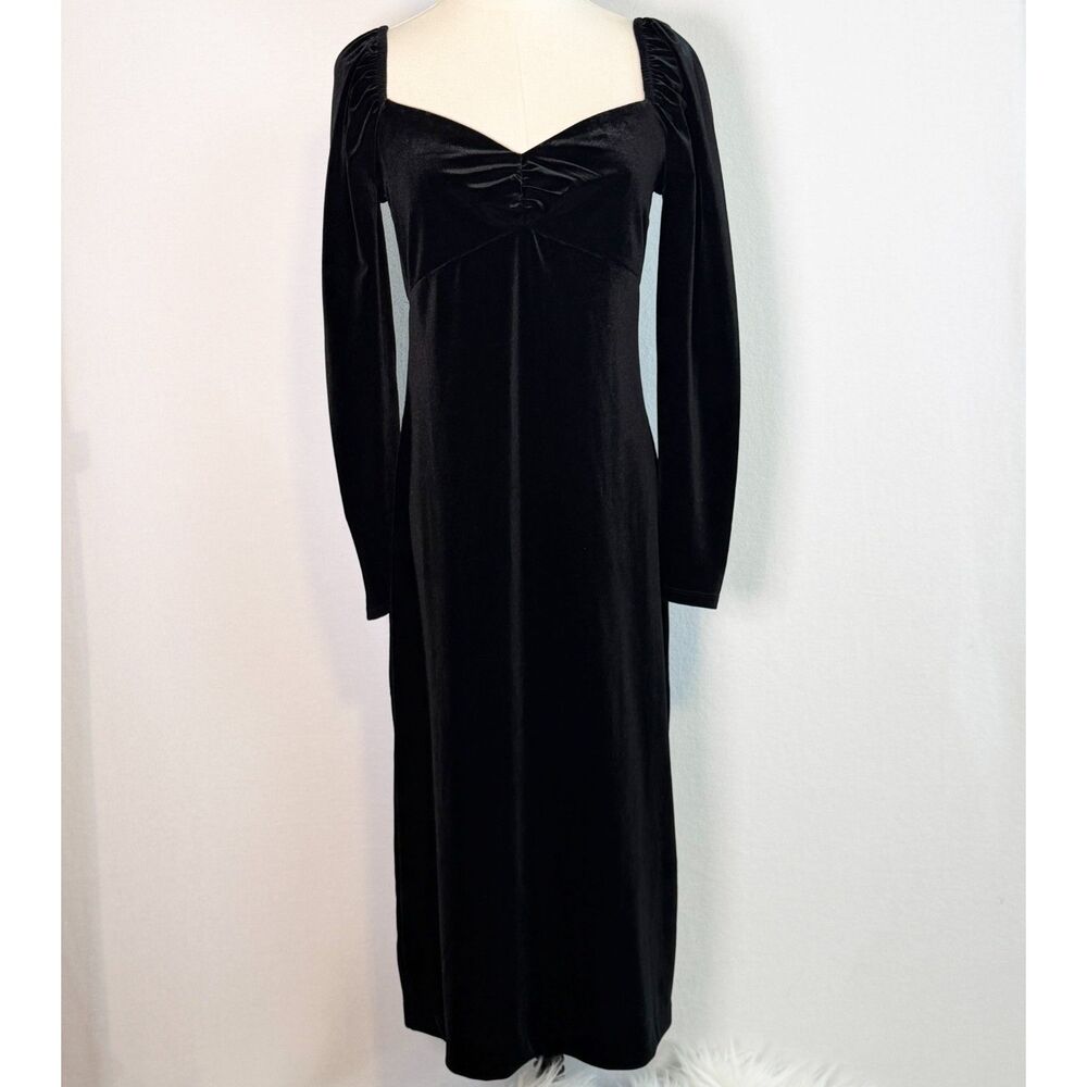 Boden | NWT | Black Sweetheart Neck Velvet Midi Off Shoulder Dress | Sz 4P US